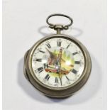 Antique 18th Century Painted Face Silver Verge Pair Case Pocket Watch J.Wilders London