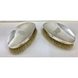 Pair of Large Walker & Hall Clothes Brushes Each Measure approx 14cm by 7.3cm full Sheffeild Silver