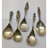 5 Antique Dutch Silver Tea Caddy Spoons dutch silver hallmarks