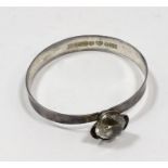 Signed Silver (Sweden Hallmark) Alton 1960's bangle with rock crystal