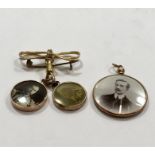 3 Victorian 9 carat Gold Mounted Pendants