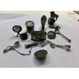 collection of continental silver items includes lidded pill box 1939 seal pendants etc