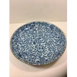 Large Antique Period Chinese Blue & White shallow Bowl / plate