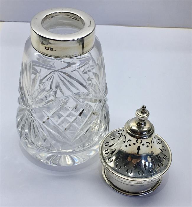 Cut Glass & Silver Top Sugar Shifter - Image 2 of 3