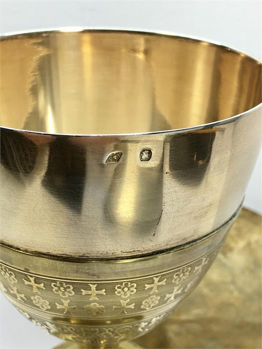 Large French Silver & Gilt Metal Chalice & Paten - Image 4 of 8