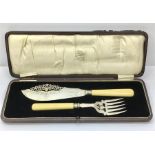 Boxed Set of Ornate Silver Fish Severs full sheffield silver hallmarks