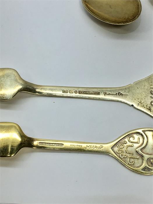 2 Pair Of Silver & Enamel Denmark Year Spoons And Forks by A.Michelsen 1968 & 1976 - Image 2 of 3