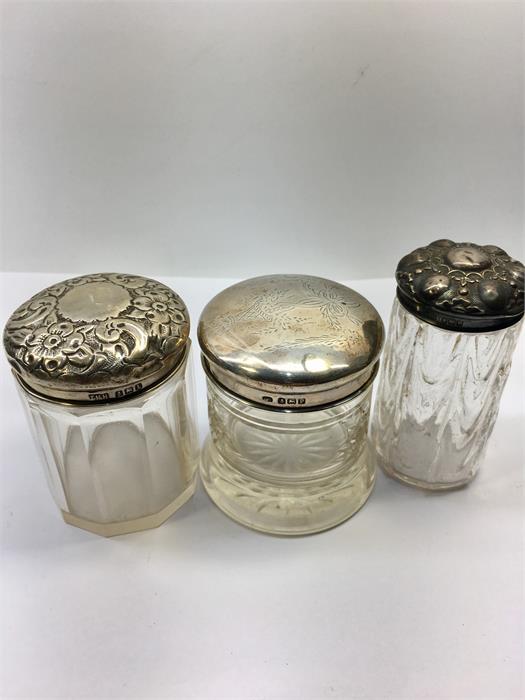 3 antique Silver Top Bottles