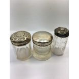 3 antique Silver Top Bottles