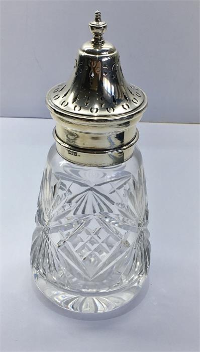 Cut Glass & Silver Top Sugar Shifter