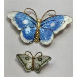 Large Norway Silver & Enamel David Andersen Butterfly Brooch plus 1 other