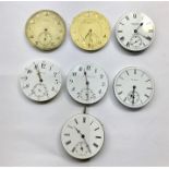 7 Pocket watch Movements includes waltham ,Tissot ,Elgin ,Zenith