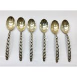 Ornate Loop Handle Dutch Silver Tea Spoons sword hallmark weight 66g