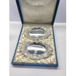 Antique Boxed Pair of ornate silver Dishes full sheffield silver hallmarks