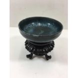 mall Ming Dynasty 1368-1644 Dark Blue & Light Blue Glazed measures approx 11cm dia