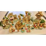 Large selection of Pendelfin figurines and cottages