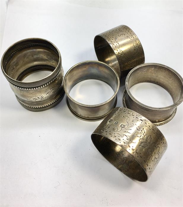 Collection of Antique Silver Napkin Rings all hallmarked weight 96g