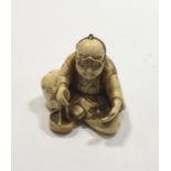 Signed on Gold tag Antique Japanese Netsuke missing small pot