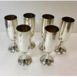 6 Italian Silver Champagne Flutes hallmaked 800 to base