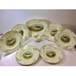 Collection of Woods China Ivory Ware Fish plates crazing to some