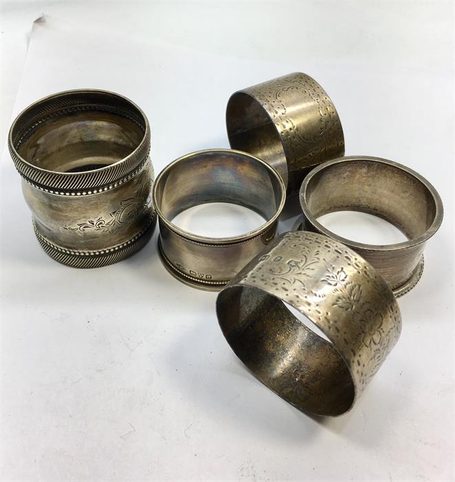 Collection of Antique Silver Napkin Rings all hallmarked weight 96g - Image 2 of 4