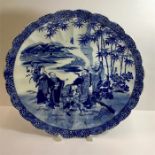 Large Chinese blue and white charger