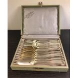 Boxed set of 12 Dutch Silver Table Spoons & Forks