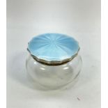 Antique Silver & Enamel Lid Glass Jar