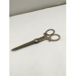 Antique Dutch Silver Scissors measure approx 12.5cm long widest points