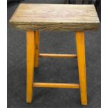 Large wooden orange retro stool