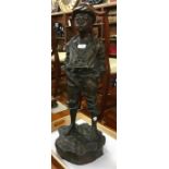 Large Bronze Figure of a Boy measures approx 28ins tall