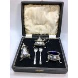 Boxed Silver Cruet Set spoons not matching Sheffield Silver hallmarks