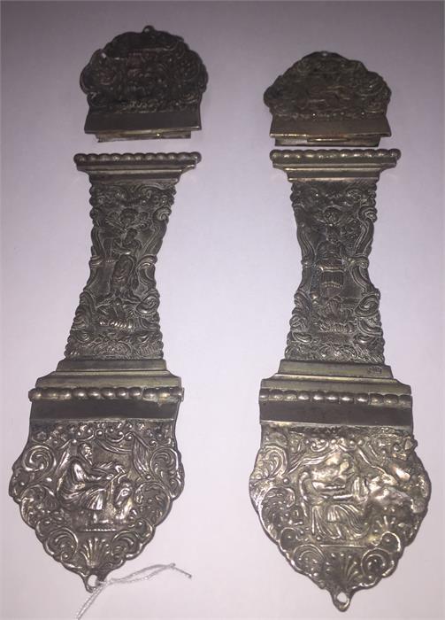 Set of Antique Dutch Silver Book Clasps ornate embossed design - Image 4 of 8