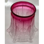 Cranberry Glass Etched Glass Oil Light Shade