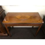 Antique Rectangular Card Table with Square Tapering Legs the top with extensive Marquetry