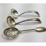 3 Antique Dutch Silver Ladle Spoons