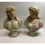 Pair of Victorian bisque busts