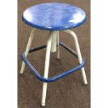 Pair of Blue topped adjustable retro stools