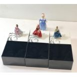 3 boxed Royal Doulton Miniature Ladies ,Helen top of the Hill & Barbara also includes small royal d