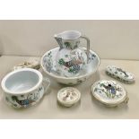 Victorian jug and bowl with accessories included chamber pot and trinkets