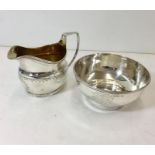 Georgian Silver Hallmarked milk Jug & Victorian Silver bowl