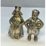 Antique pair of Dutch Children Figural Silver Salts