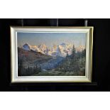 Vincent Aimé Gilland, 1884 - 1942, oil on canvas mountain masiff. Signed right bottom and dated