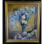 Oil on canvas bouquet of flowers, signed Charles Humbert (1936). 73 x 58cm. Deutsch: Öl auf Leinwand