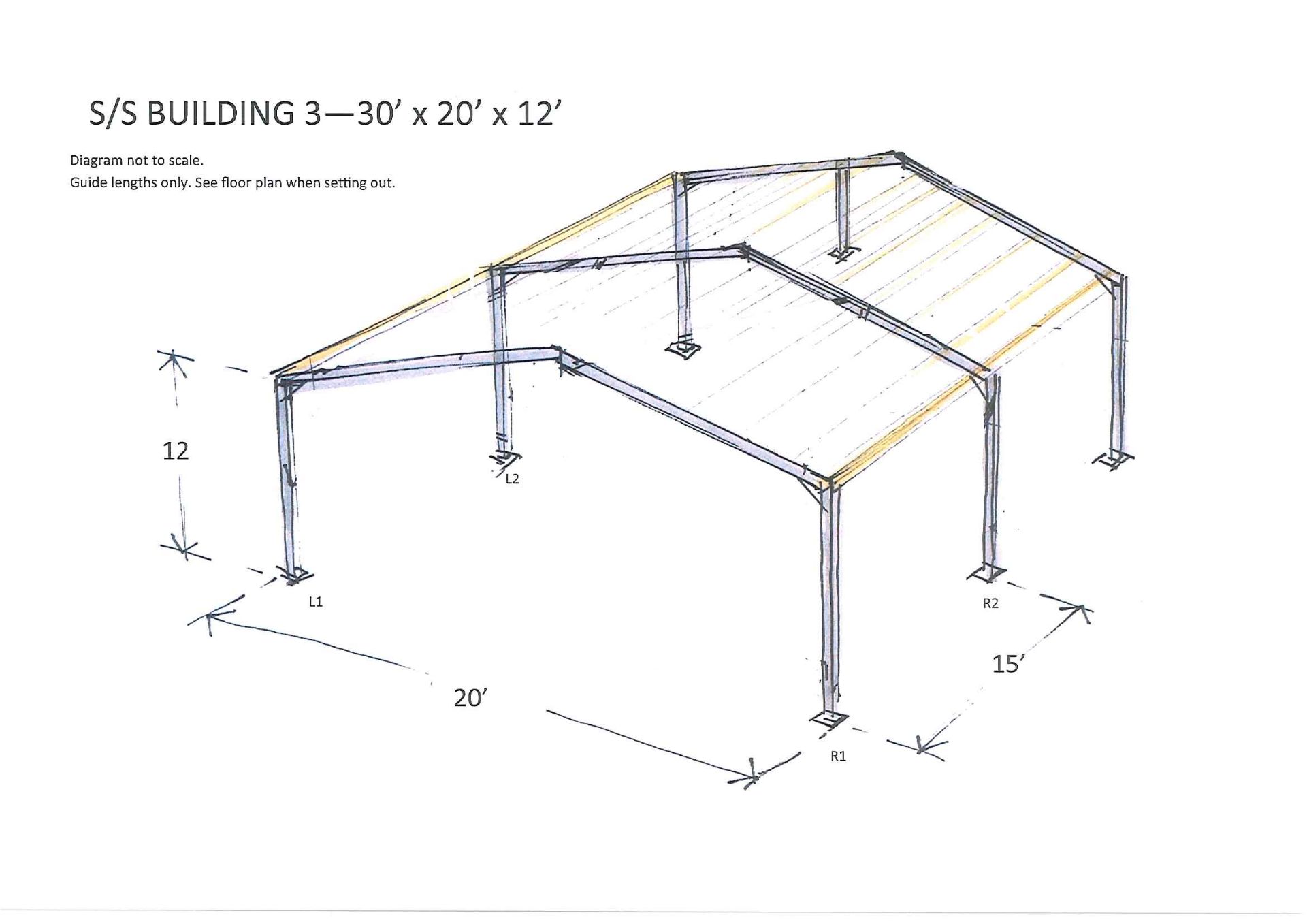 Building 3 - 30' x 20' x 12' Steel Framed Building - Non CE Stamped