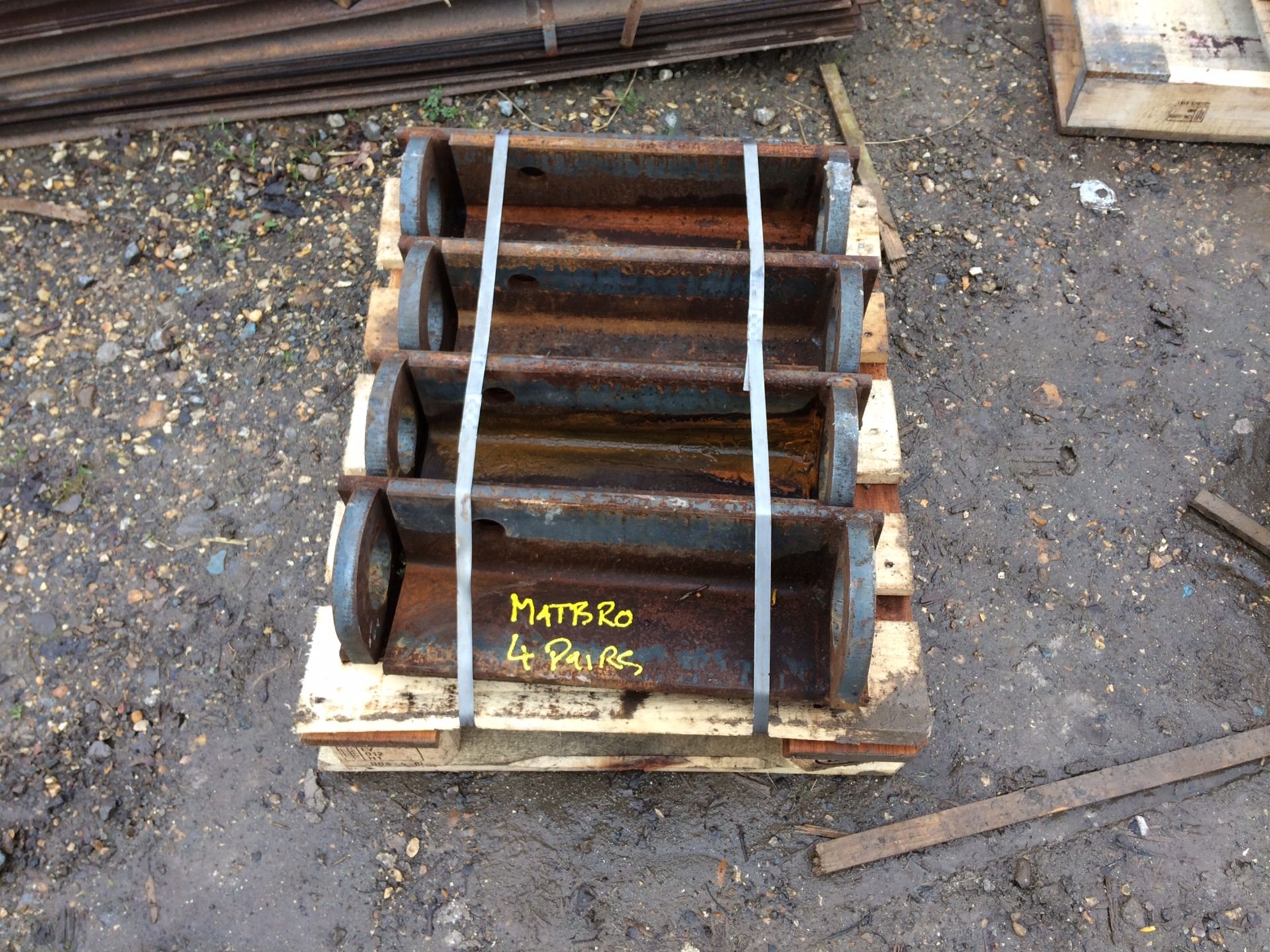 4 x Pairs of Pin and Cone (Matbro) Weld on Loader Brackets