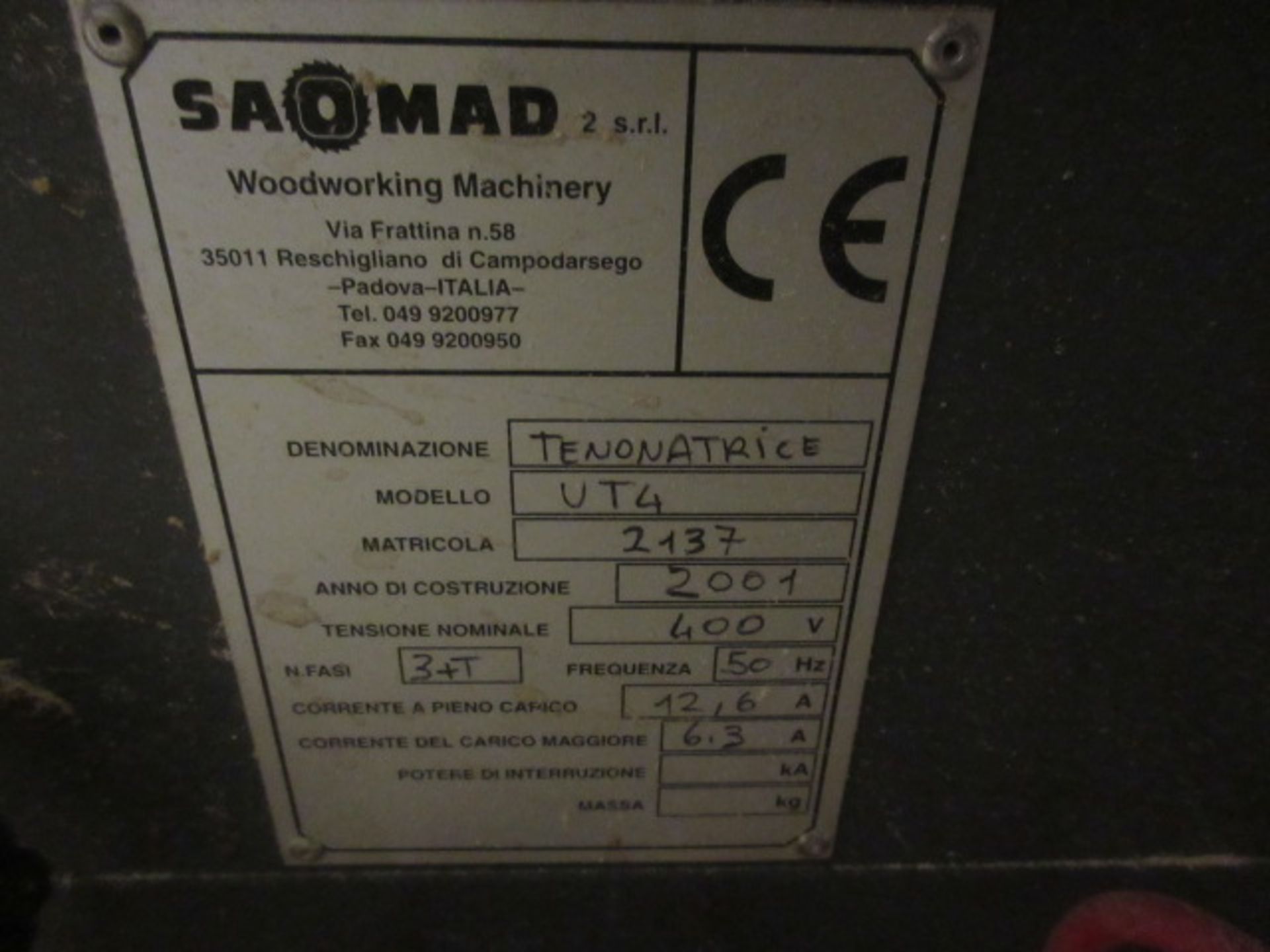 Saomad Tenonatrice model UT4 single end tenoner (2 - Image 3 of 3