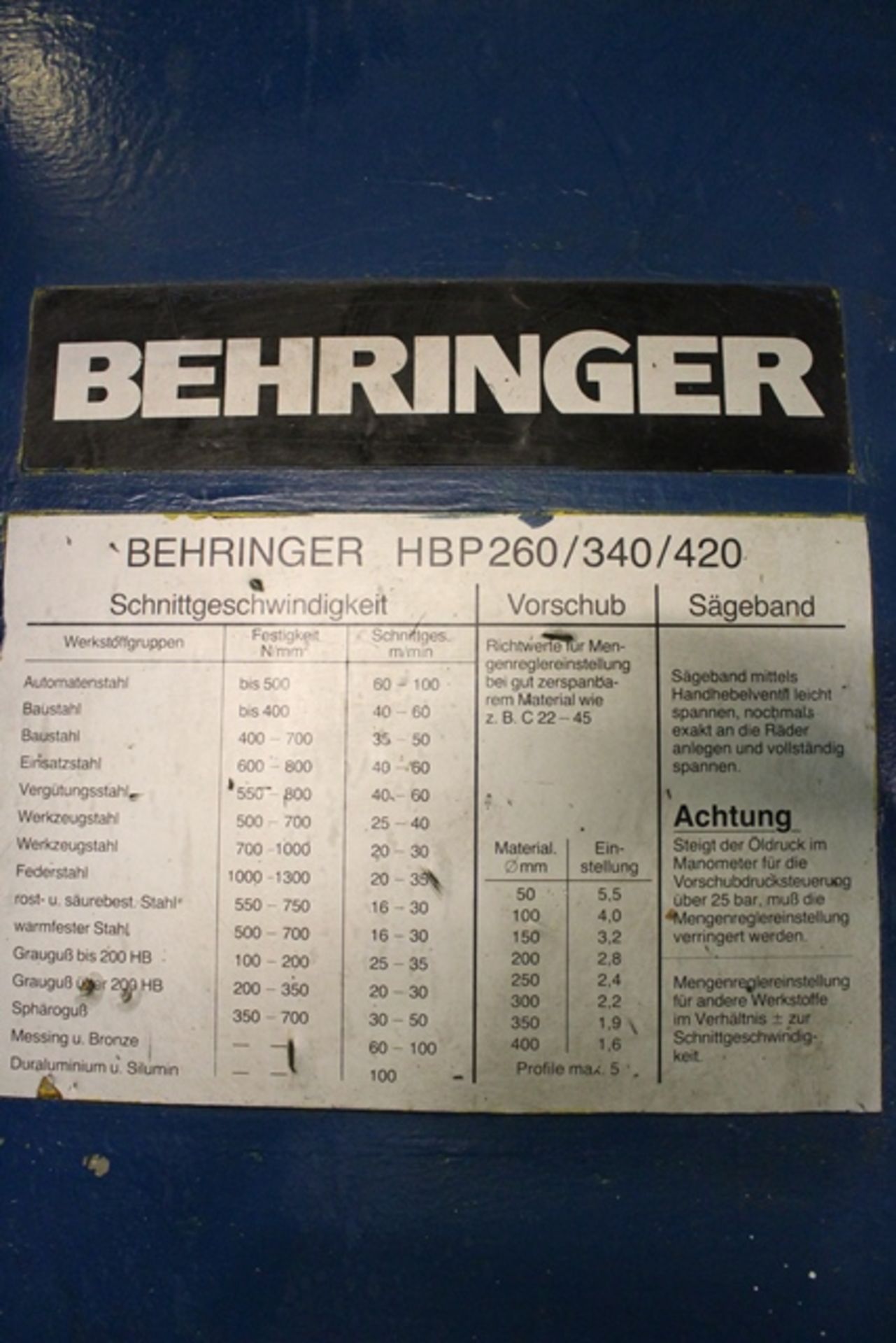 Behringer HBP 340 Automatic Bandsaw - Image 7 of 7