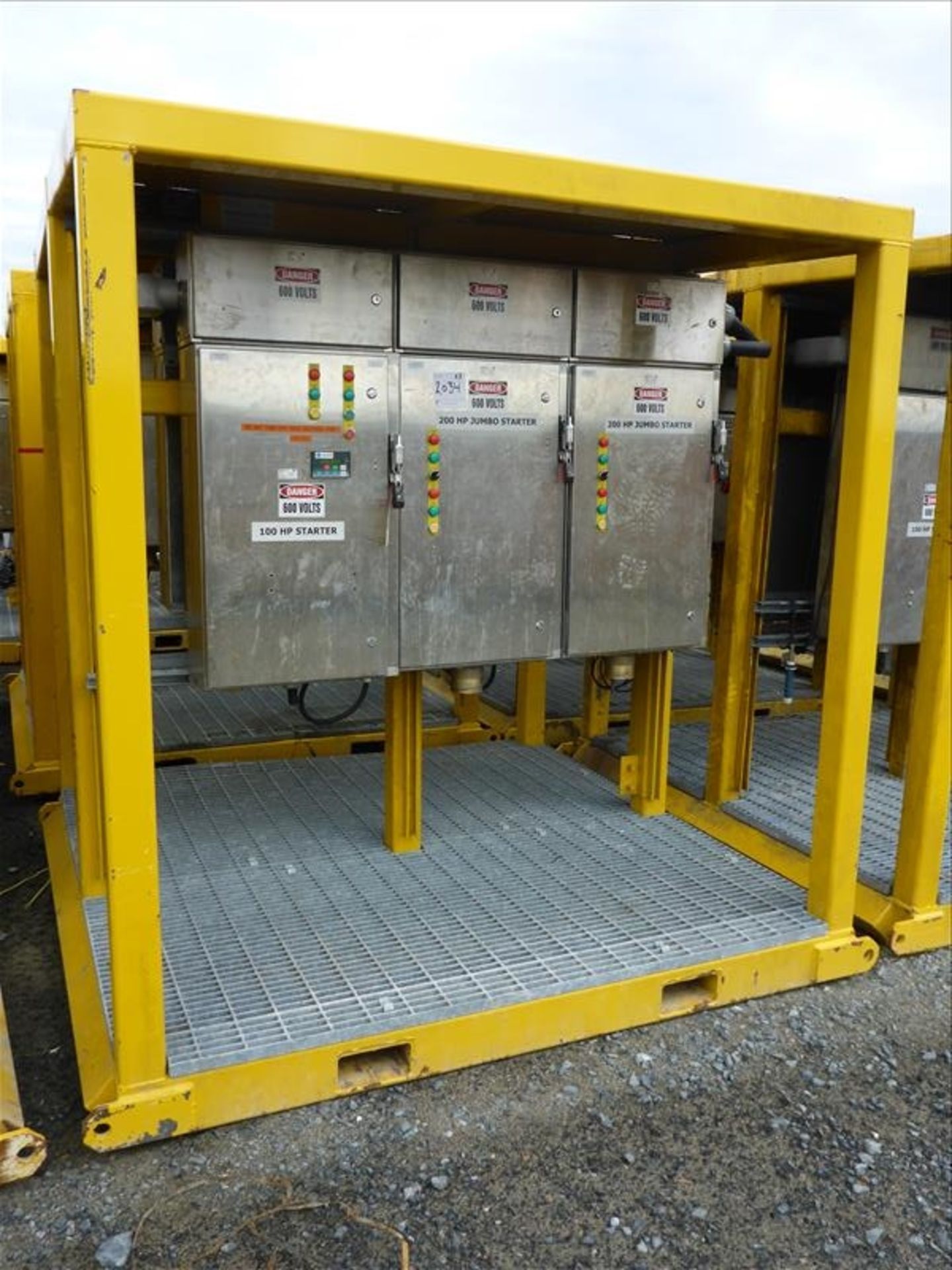 [2034] (3) misc. soft starters in skid mounted cages