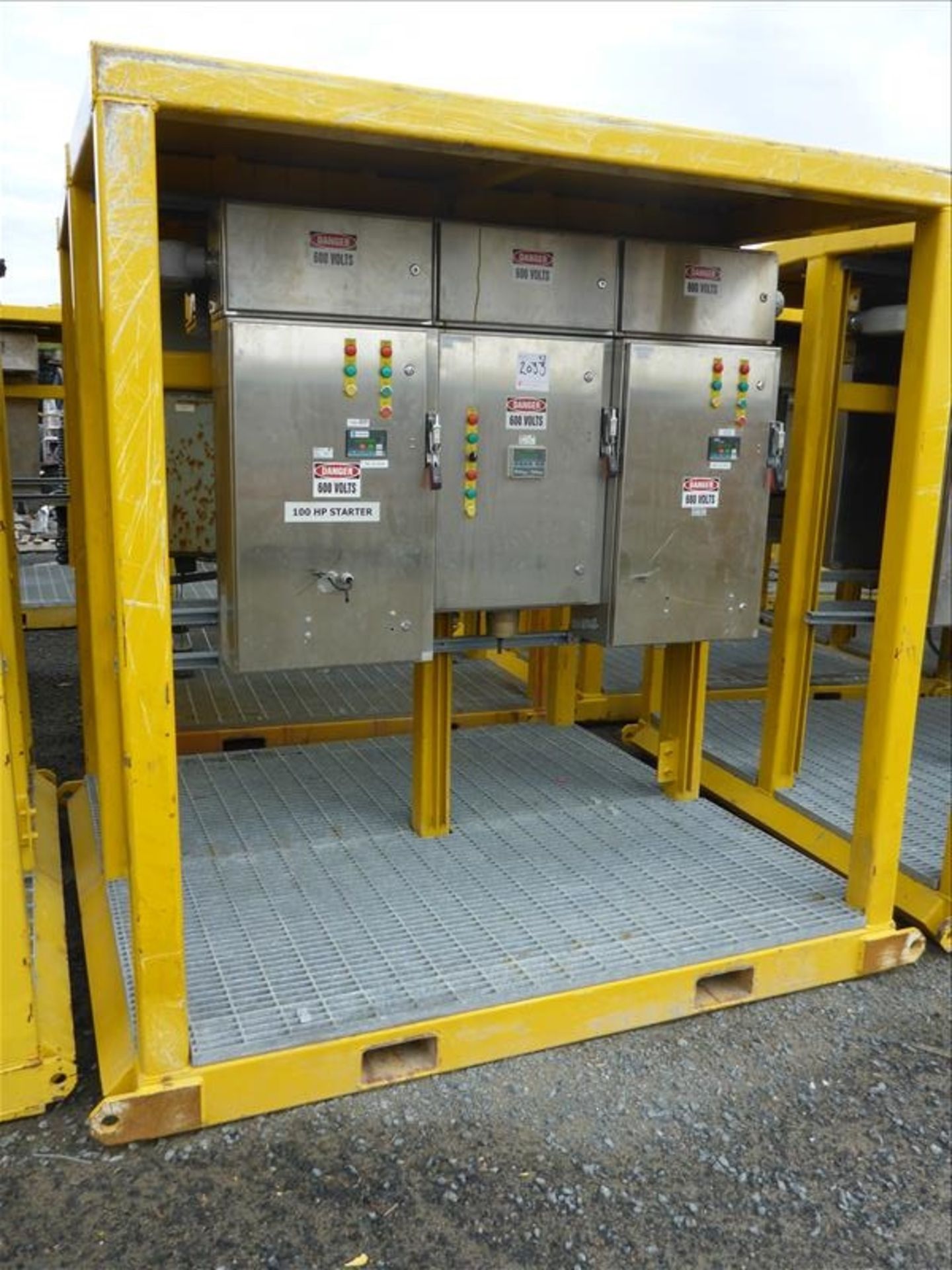 [2033] (3) misc. soft starters in skid mounted cages